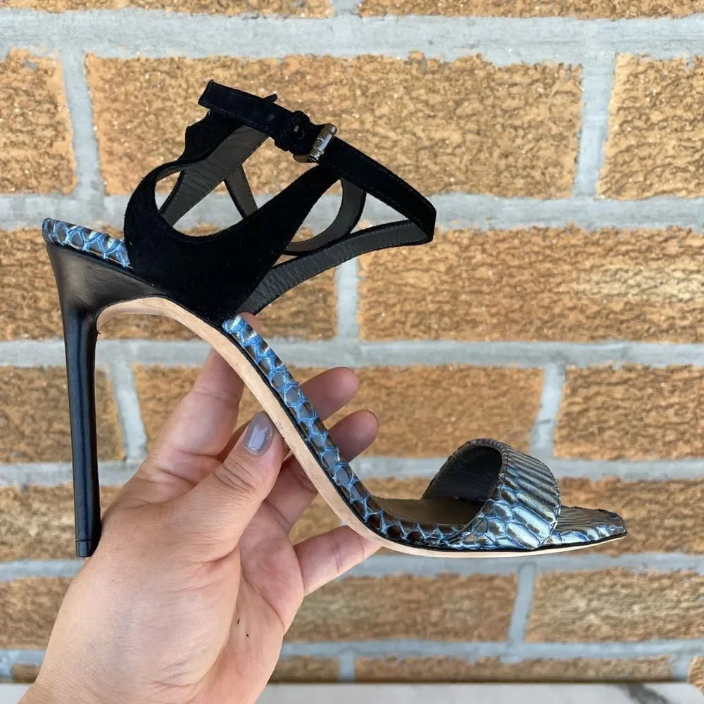 Reed Krakoff Snake and Suede Harness Sandal 391/2